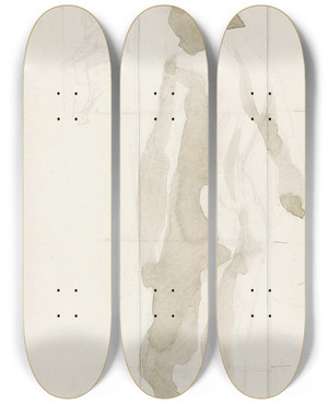 Triptych art skateboard deck of Reijer Stolk Achterzijde Van Een Staande Naakte Vrouw_2 by Reijer Stolk (1896-1945)