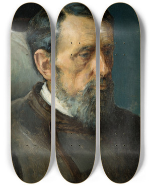 Triptych art skateboard deck of Ivan Kramskoi Portrait Of A Man by Ivan Kramskoi (1837-1887)