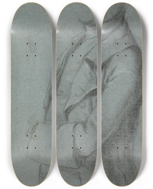 Triptych art skateboard deck of Allan Ramsay Costume Study For A Portrait Of A Man by Allan Ramsay (1713-1784)