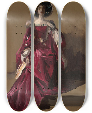 Triptych art skateboard deck of Sir John Lavery Lady Gwendeline Spencerchurchill In The Merchant Of Venice by Sir John Lavery (1856-1941)