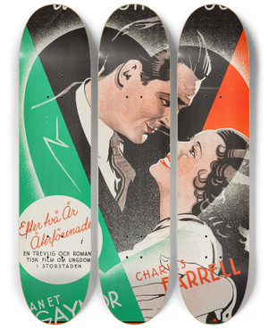 Triptych art skateboard deck of Eric Rohman Change Of Heart by Eric Rohman (1891-1949)