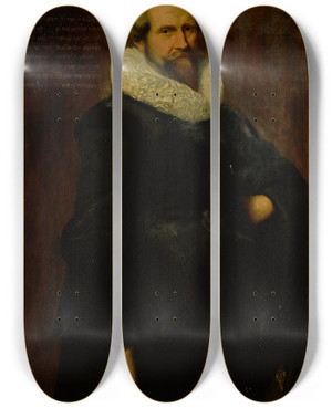 Triptych art skateboard deck of Dutch School Portrait Of A Gentleman by Dutch School
