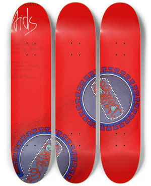 Triptych art skateboard deck of World Health Organization Third International Conference On Aids by World Health Organization (1948)