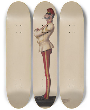 Triptych art skateboard deck of Eugene Croe Cigar Store Figure_2 by Eugene Croe (20-)
