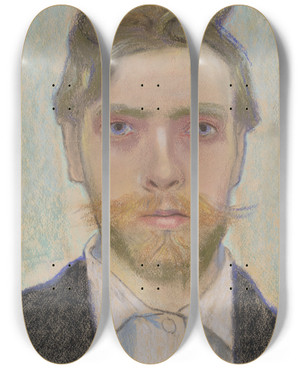 Triptych art skateboard deck of Stanisaw Wyspiaski Selfportrait by Stanislaw Wyspianski (1869-1907)