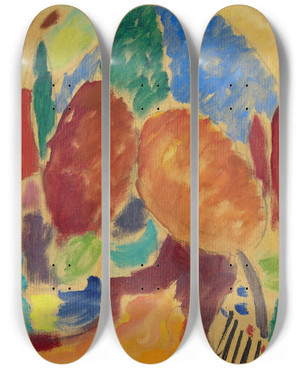 Triptych art skateboard deck of Alexej Von Jawlensky The Orange Path by Alexej Von Jawlensky (1864-1941)