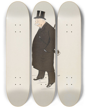 Triptych art skateboard deck of Georges Goursat Sem M Plazen by Georges Goursat (Sem) (1863-1934)