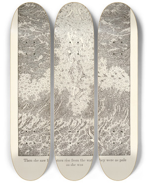 Triptych art skateboard deck of Dugald Stewart Walker Fairy Tales From Hans Christian Andersen Pl03 by Dugald Stewart Walker (1883-1937)