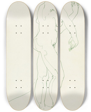 Triptych art skateboard deck of Henri Gaudierbrzeska Standing Female Figure 3 by Henri Gaudier-Brzeska (1891-1915)