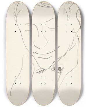 Triptych art skateboard deck of Harald Giersing Portrt Af Maleren Sigurd Swane by Harald Giersing (1881-1927)
