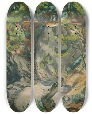 Triptych art skateboard deck of Emile Othon Friesz La Crique Toulon by Emile Othon Friesz (1879-1949)