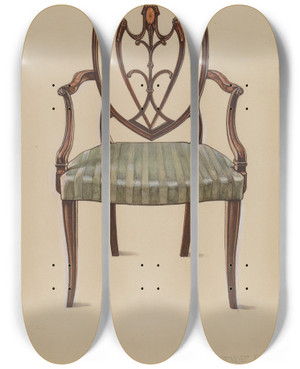Triptych art skateboard deck of Lawrence Phillips Armchair by Lawrence Phillips
