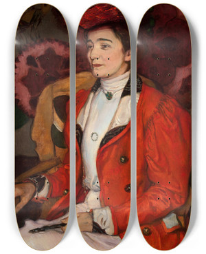 Triptych art skateboard deck of Jzef Mehoffer Portrait Of Iza Axentowicz Ne Giegud by Jozef Mehoffer (1869-1946)