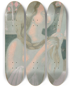 Triptych art skateboard deck of Maurice Denis Jeune Fille La Natte by Maurice Denis (1870-1943)