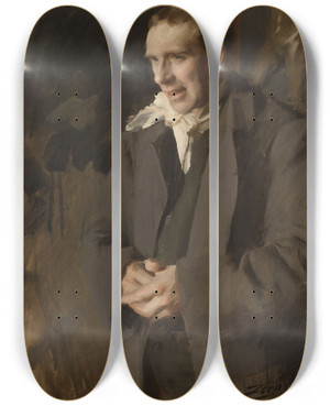 Triptych art skateboard deck of Anders Zorn Coquelin Cadet by Anders Zorn (1860-1920)