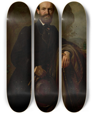 Triptych art skateboard deck of Jzef Simmler Portrait Of Jan Reszke by Jozef Simmler (1823-1868)