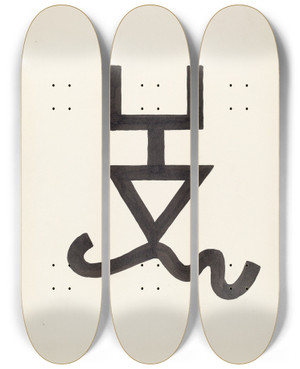 Triptych art skateboard deck of J Henry Marley Cattle Brand_16 by J Henry Marley