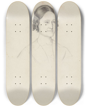 Triptych art skateboard deck of Adolph Tidemand Kunstnerens Kone Johanne Tidemand by Adolph Tidemand (1814-1876)