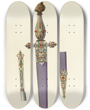 Triptych art skateboard deck of Carl Becker Kunstwerke Und Gerathschaften Des Mittelalters Und Der Renaissance Pl15 by Carl Becker (19-)