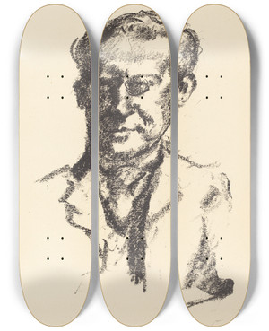 Triptych art skateboard deck of Lovis Corinth Arno Holz by Lovis Corinth (1858-1925)