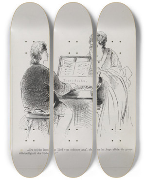 Triptych art skateboard deck of Karel Klic Bilderbuch Fur Hagestolze Pl016 by Karel Klic (1841-1926)