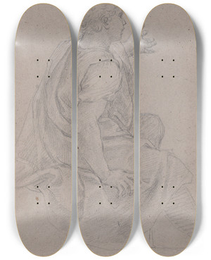 Triptych art skateboard deck of Giacomo Zoboli Seated Young Man by Giacomo Zoboli (1681-1767) Triptych art skateboard deck of Giacomo Zoboli Seated Young Man by Giacomo Zoboli (1681-1767)