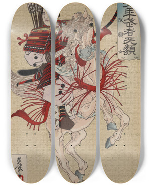 Triptych art skateboard deck of Tsukioka Yoshitoshi Hangakujo_1 by Tsukioka Yoshitoshi (1839-1892)