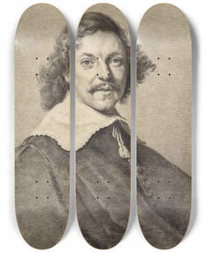 Triptych art skateboard deck of Thomas De Keyser Portrait Of A Man_2 by Thomas de Keyser (1596-1667)