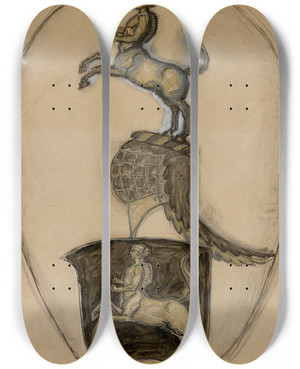 Triptych art skateboard deck of Franz Von Stuck Entwurf Zum Wappen Von Franz Von Stuck by Franz Von Stuck (1863-1928) Triptych art skateboard deck of Franz Von Stuck Entwurf Zum Wappen Von Franz Von Stuck by Franz Von Stuck (1863-1928)