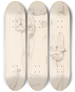 Triptych art skateboard deck of Arthur Kampf Figure Studies_2 by Arthur Kampf (1865-1950)