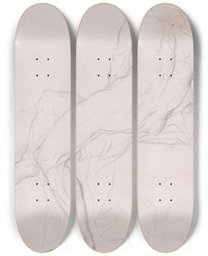 Triptych art skateboard deck of Giacomo Zoboli Academy Sketch Of A Seated Male Figure by Giacomo Zoboli (1681-1767) Triptych art skateboard deck of Giacomo Zoboli Academy Sketch Of A Seated Male Figure by Giacomo Zoboli (1681-1767)