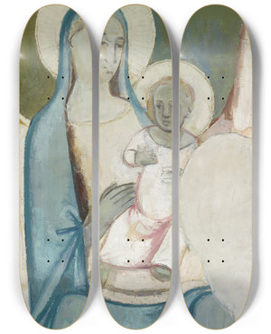 Triptych art skateboard deck of Albert Mller The Virgin And Child by Albert Muller (1897-1926)
