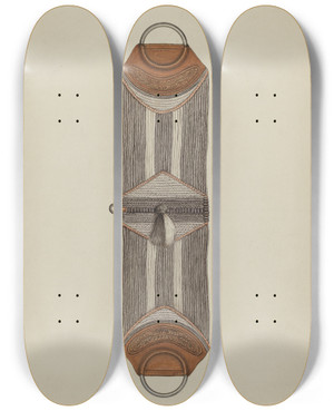 Triptych art skateboard deck of Cornelius Christoffels Cinch For Saddle by Cornelius Christoffels (1879-1960)
