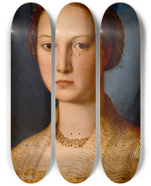 Triptych art skateboard deck of Agnolo Bronzino Costanza Da Sommaia by Agnolo Bronzino (1503-1572)