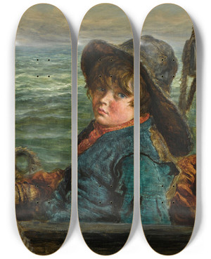 Triptych art skateboard deck of William Mctaggart The Young Sailor by William Mctaggart (1835-1910)