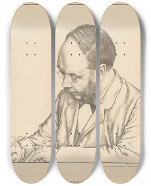 Triptych art skateboard deck of Jan Veth Portret Van Nicolaas Gerard Pierson by Jan Veth (1864-1925)