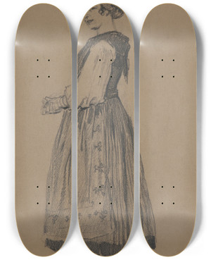 Triptych art skateboard deck of Jzef Mehoffer Mrs Bourgknecht by Jozef Mehoffer (1869-1946)