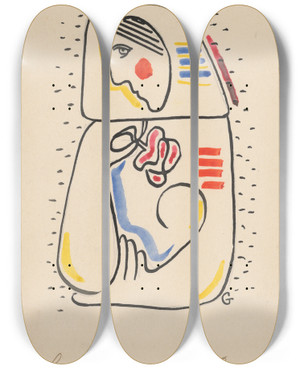 Triptych art skateboard deck of Mikul Galanda Matka_1 by Mikulas Galanda (1895-1938)