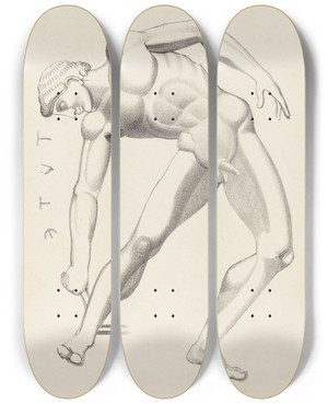 Triptych art skateboard deck of After John Flaxman Tydaeus by After John Flaxman (1755-1826)