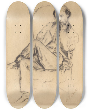 Triptych art skateboard deck of Marcellingilbert Desboutin Renoir Seated by Marcellin-Gilbert Desboutin (1823-1902)
