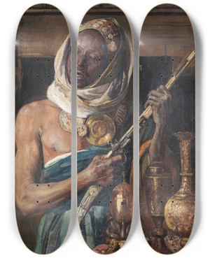 Triptych art skateboard deck of Gyula Tornai The Guard by Gyula Tornai (1861-1928)