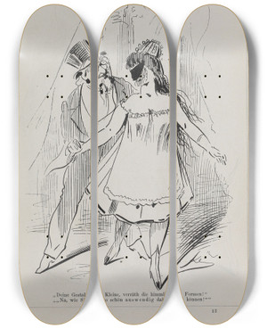 Triptych art skateboard deck of Karel Klic Bilderbuch Fur Hagestolze Pl097 by Karel Klic (1841-1926)