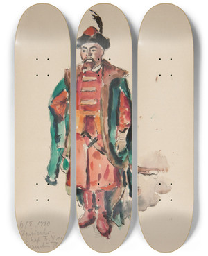 Triptych art skateboard deck of Ivan Ivanec Mczyzna W Kontuszu Z Karabel by Ivan Ivanec (1893-1946)