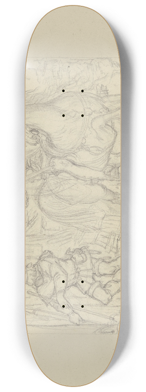 Ferdinand Fellner - Ungedeutete Szene; Ein Ritter mit Armbrust an einer Htte haltend, ein Knappe betritt diese 8.25 inch art skate deck