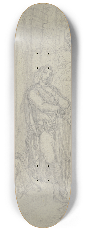 Ferdinand Fellner - Ungedeutete Szene; Sinnender Ritter in einem Kloster bei einem schreibendem Mnch 8.25 inch art skate deck