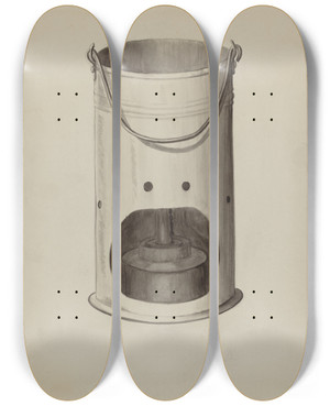 Triptych art skateboard deck of Edward L Loper Metal Lantern by Edward L Loper (1916-2011) Triptych art skateboard deck of Edward L Loper Metal Lantern by Edward L Loper (1916-2011)