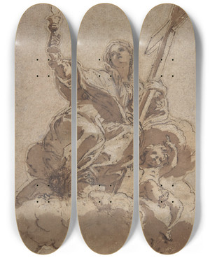 Triptych art skateboard deck of Giovanni Battista Gaulli Allegorical Figure Of Faith by Giovanni Battista Gaulli (1639-1709)