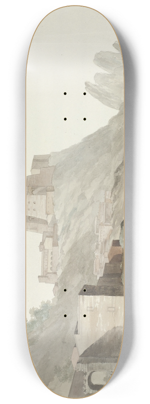 Abraham-Louis-Rodolphe Ducros - Rots en stad Scilla in de regio Calabri aan de oostkust 8.25 inch art skate deck Abraham-Louis-Rodolphe Ducros - Rots en stad Scilla in de regio Calabri aan de oostkust 8.25 inch art skate deck