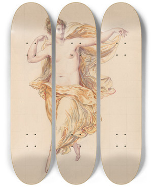 Triptych art skateboard deck of David Humbert De Superville Dancing Woman Or Nymph by David Humbert De Superville (1770-1849)
