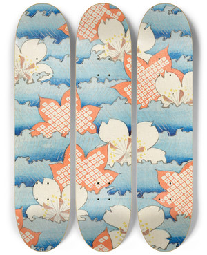 Triptych art skateboard deck of Korin Furuya Editor Bijutsukai Pl26 by Korin Furuya (Editor) (1875-1910)